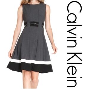 Calvin Klein Women's Gray and Black Midi Dress